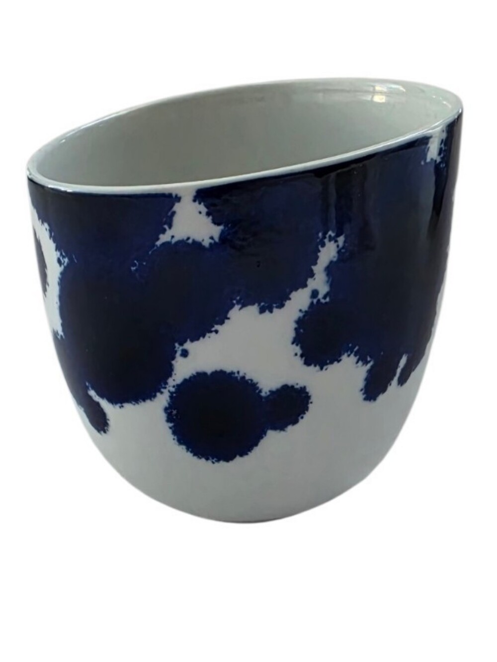 Paola Navone Designer Blue White Ceramic Vessels Made in Portugal Set of 2 - Picture 2 of 6